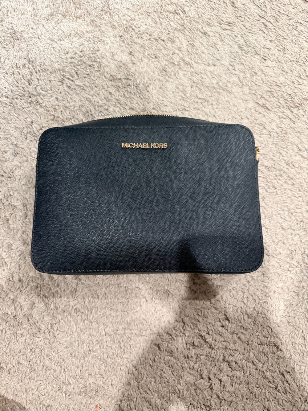 Michael Kors Navy Saffiano Leather Crossbody Bag with Gold Hardware